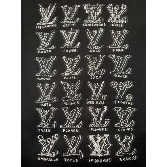 Louis Vuitton LV Cartoons Jacquard Black White Logo Short Sleeve T-Shirt Large L - Picture 7 of 13